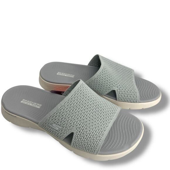 NEW Skechers Timeless Wide Width Slide Sandals Size 11 Wide Fit Gray Metallic - Picture 11 of 12